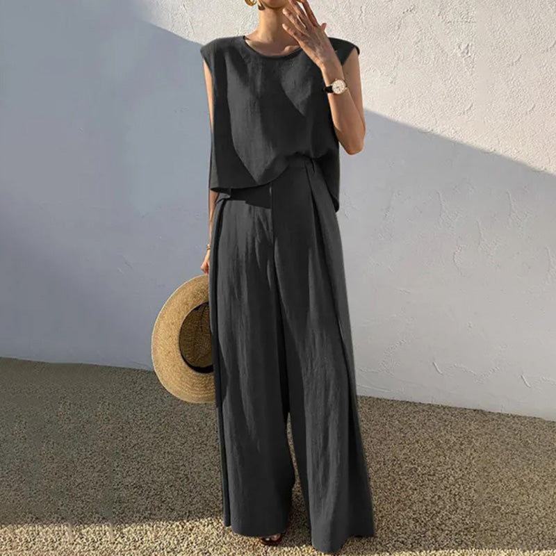 Sleeveless Tank Top Wide Leg Pants Two-piece Set