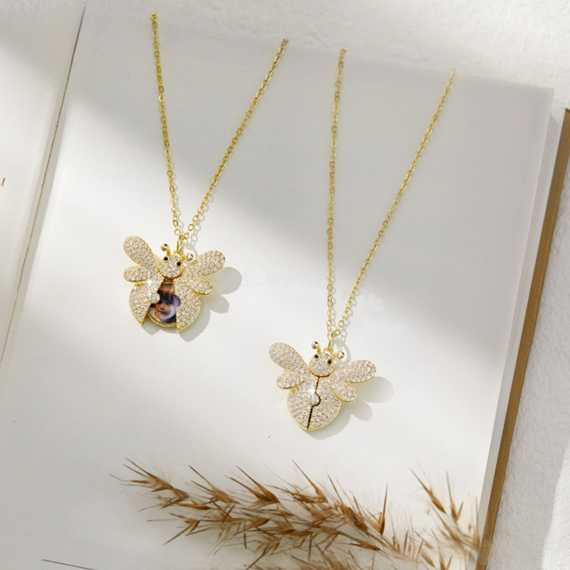 Custom Bee Photo Pendant Necklace