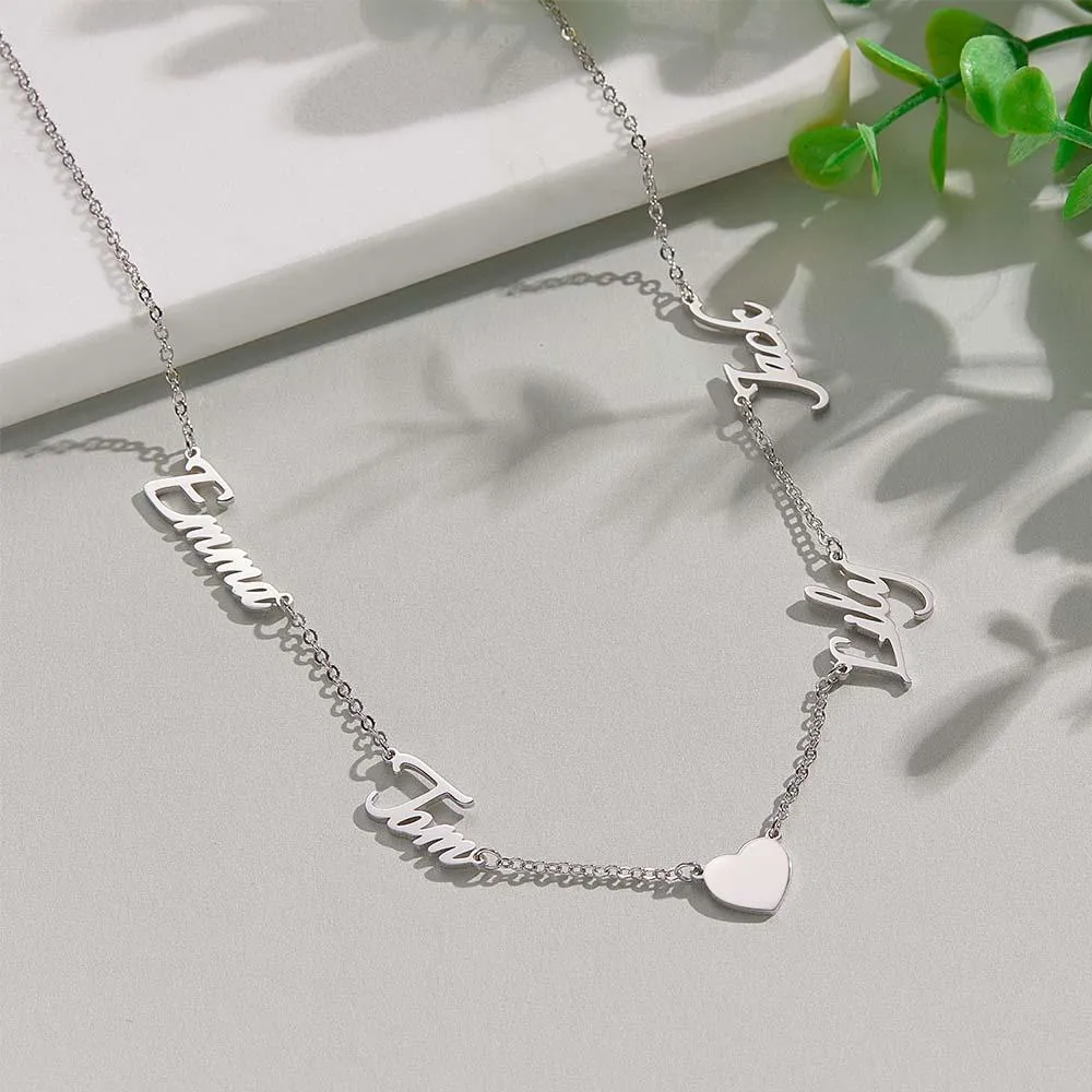 Custom Name and Pave Heart Charm Necklace – Stylish Jewelry Gift for Women
