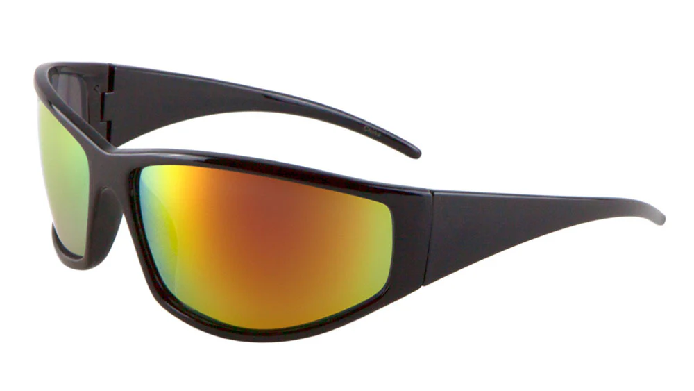 Trendy Sport Sunglasses with Colorful Mirror Lenses and Tapered Temples – Stylish and Functional Design