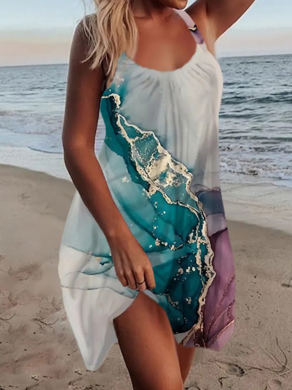 Women's Dresses Loose Print Sleeveless Suspenders Dress