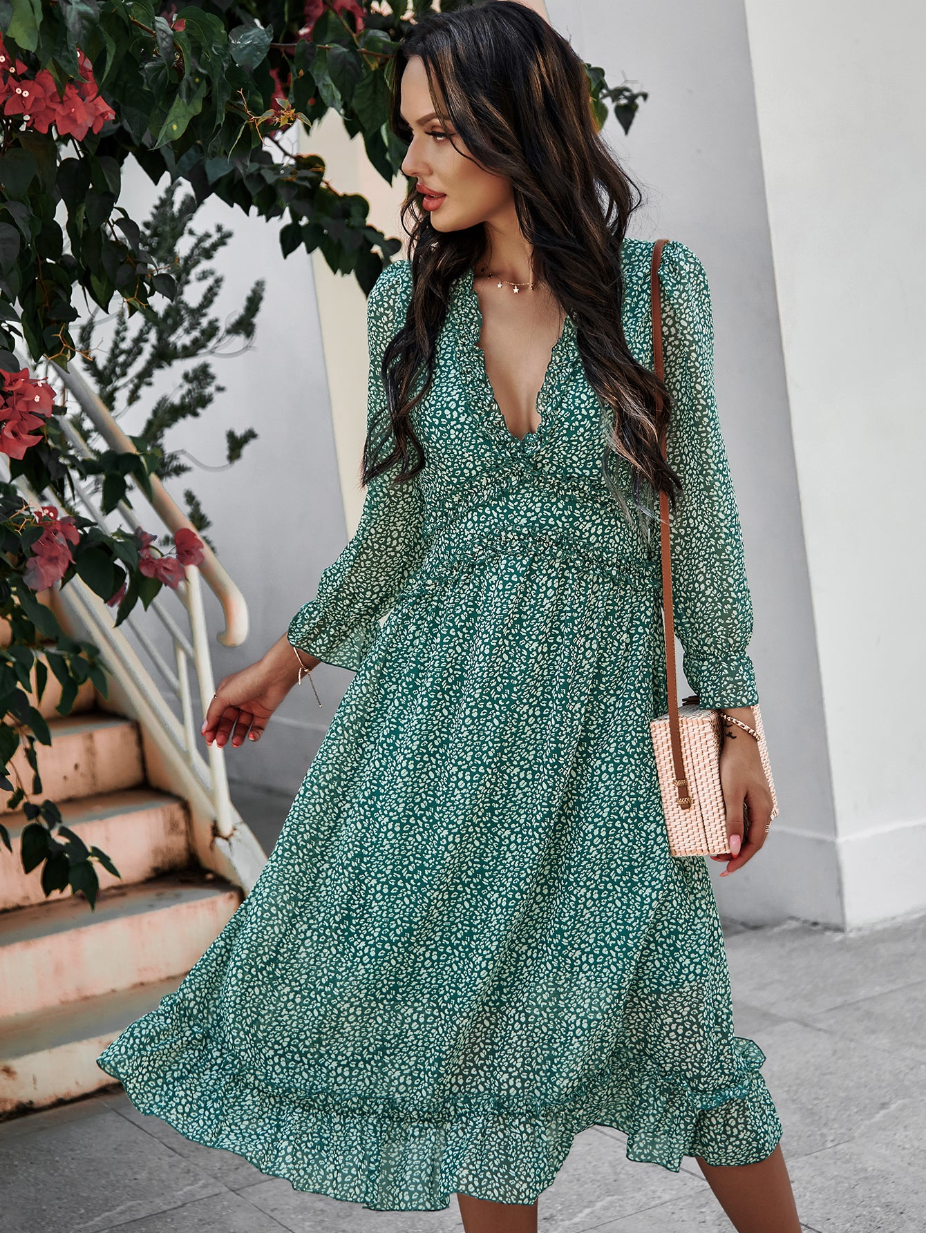 ZARNISH MIDI DRESS - BASIL
