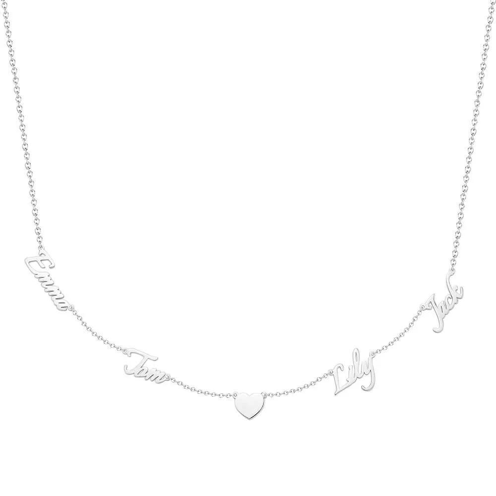 Custom Name and Pave Heart Charm Necklace – Stylish Jewelry Gift for Women