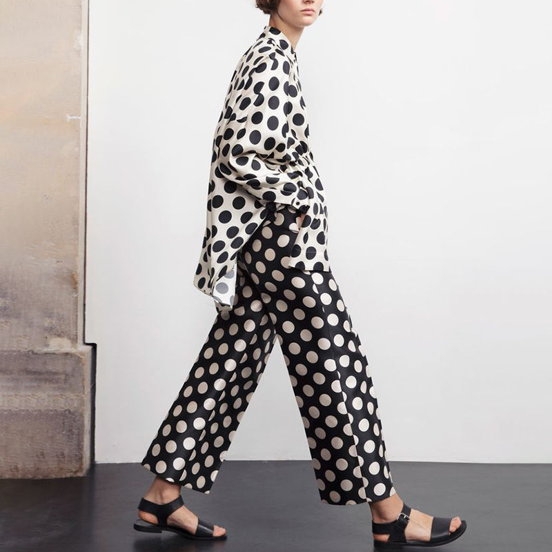 Fashion Polka Dots Printed Office Two-piece Set