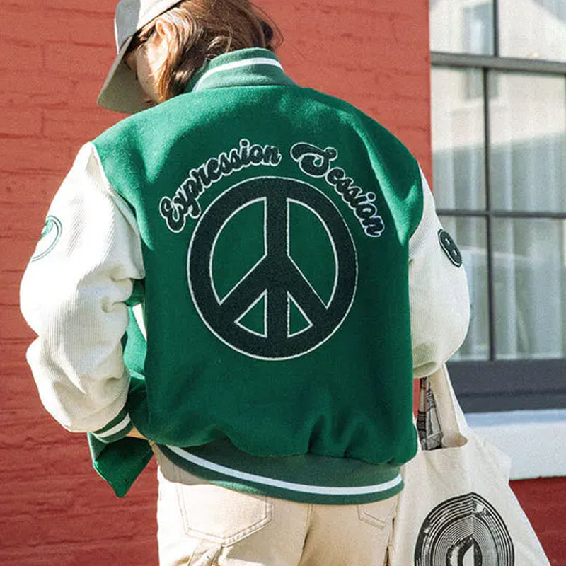 Women Vintage Baseball Uniform Varsity Jacket