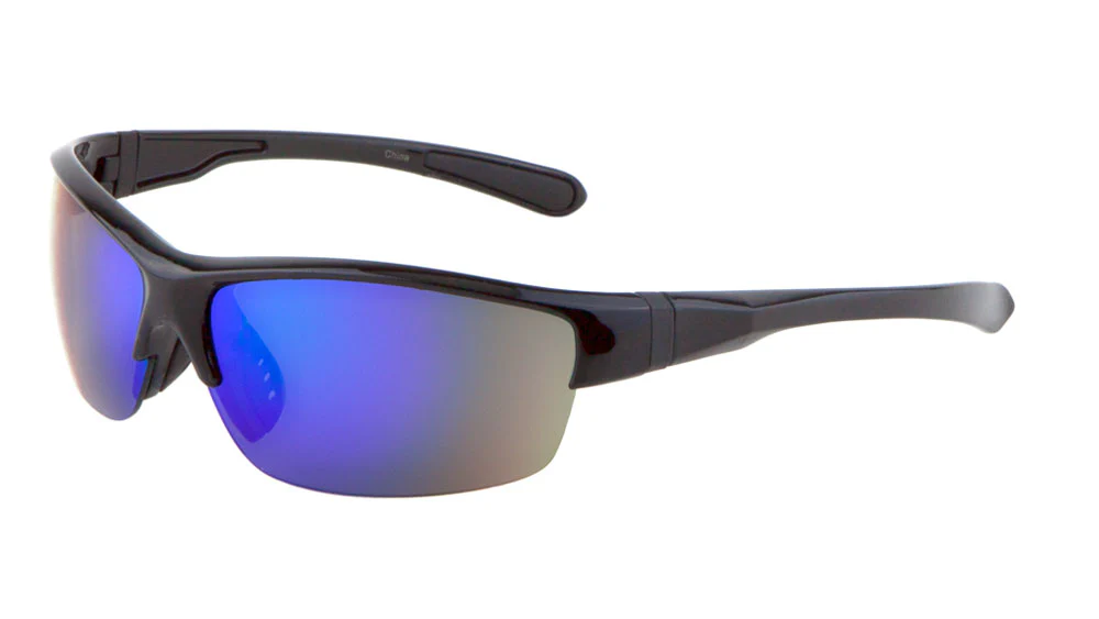 Trendy Sporty Semi-Rimless Sunglasses with Colorful Mirror Lenses – Sleek and Stylish Design