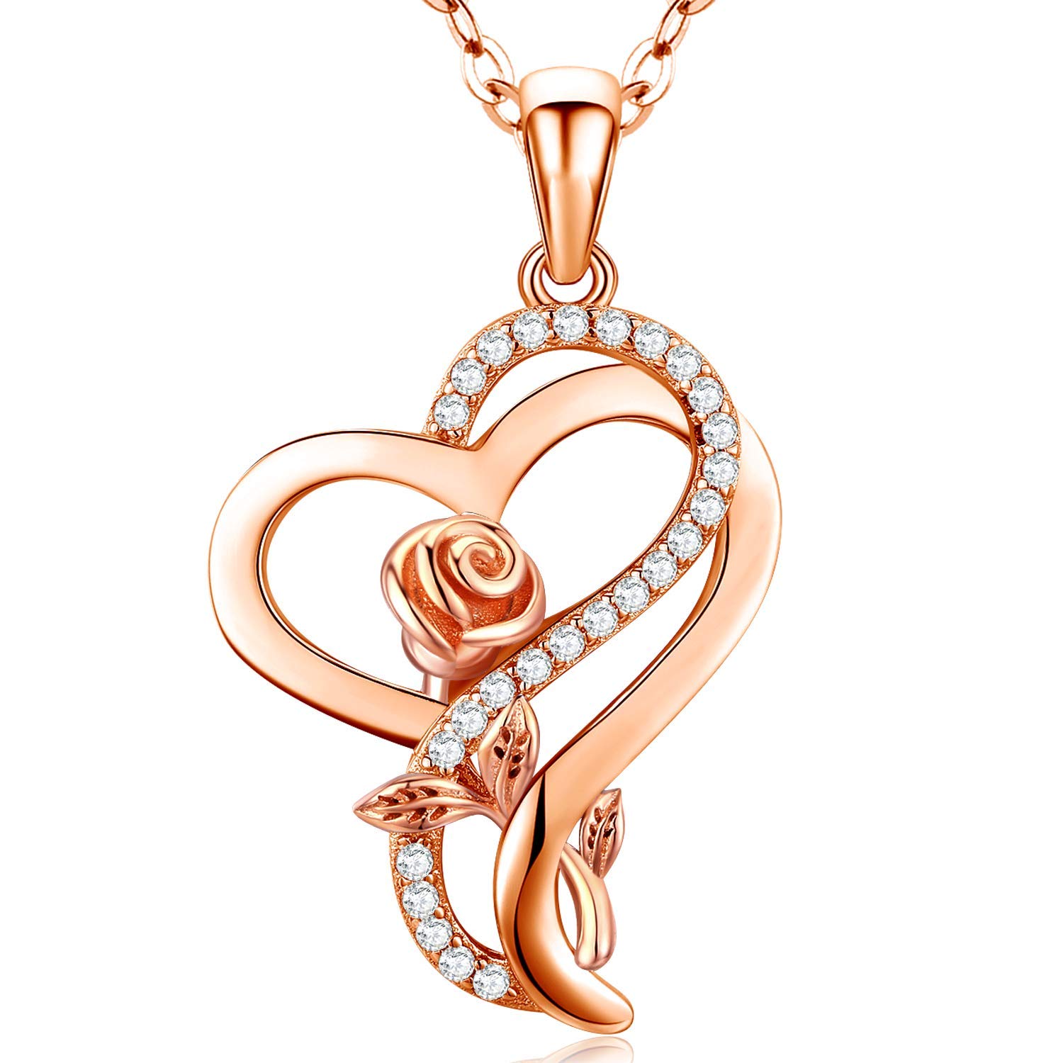 Women silver plated Heart Necklace Anniversary Birthday Gifts For Mom Wife Daughter Grandmother