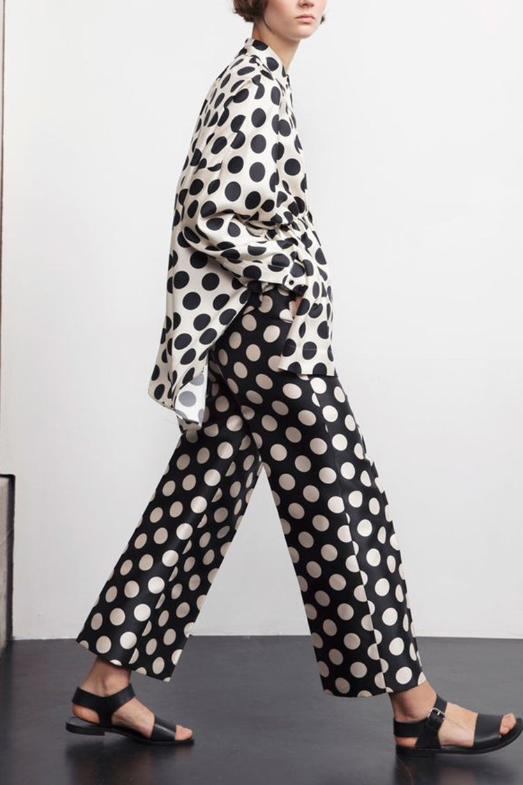 Fashion Polka Dots Printed Office Two-piece Set