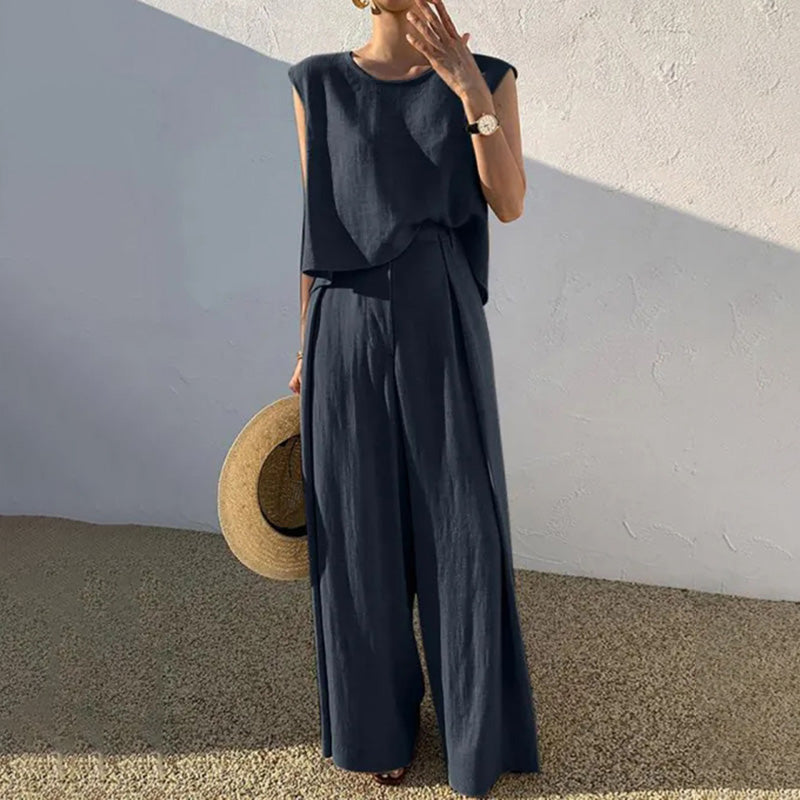 Sleeveless Tank Top Wide Leg Pants Two-piece Set
