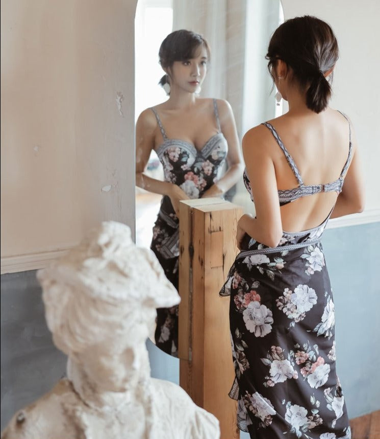 2Pack Floral Sexy One Piece Swimsuit and Cover Up