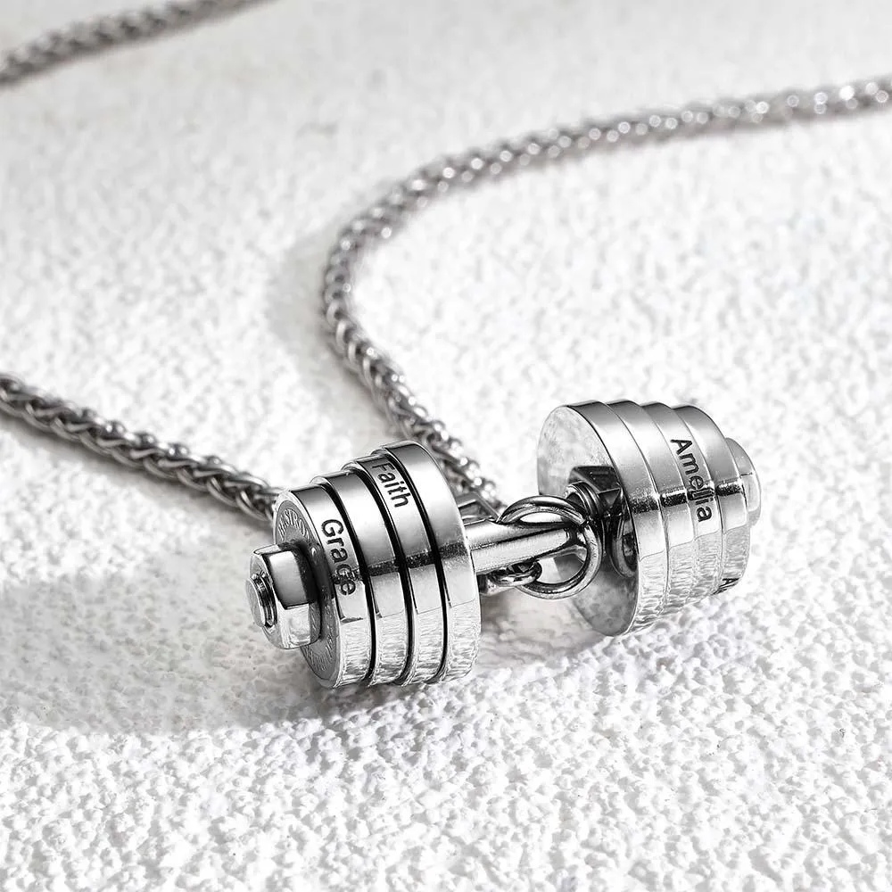 Custom Dumbbell Charm Necklace – Trendy Pendant for Father's Day Gift