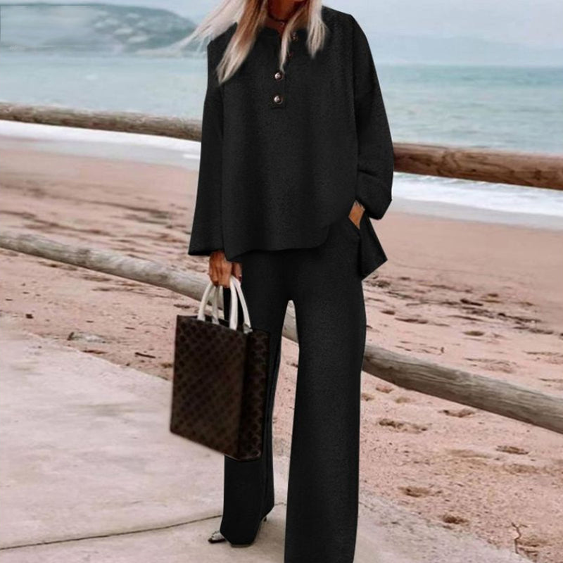 Casual Loose T-shirt Wide Leg Pants Two-piece Set