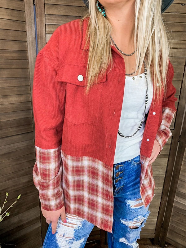 Women's Vintage Western Plaid Denim Jacket