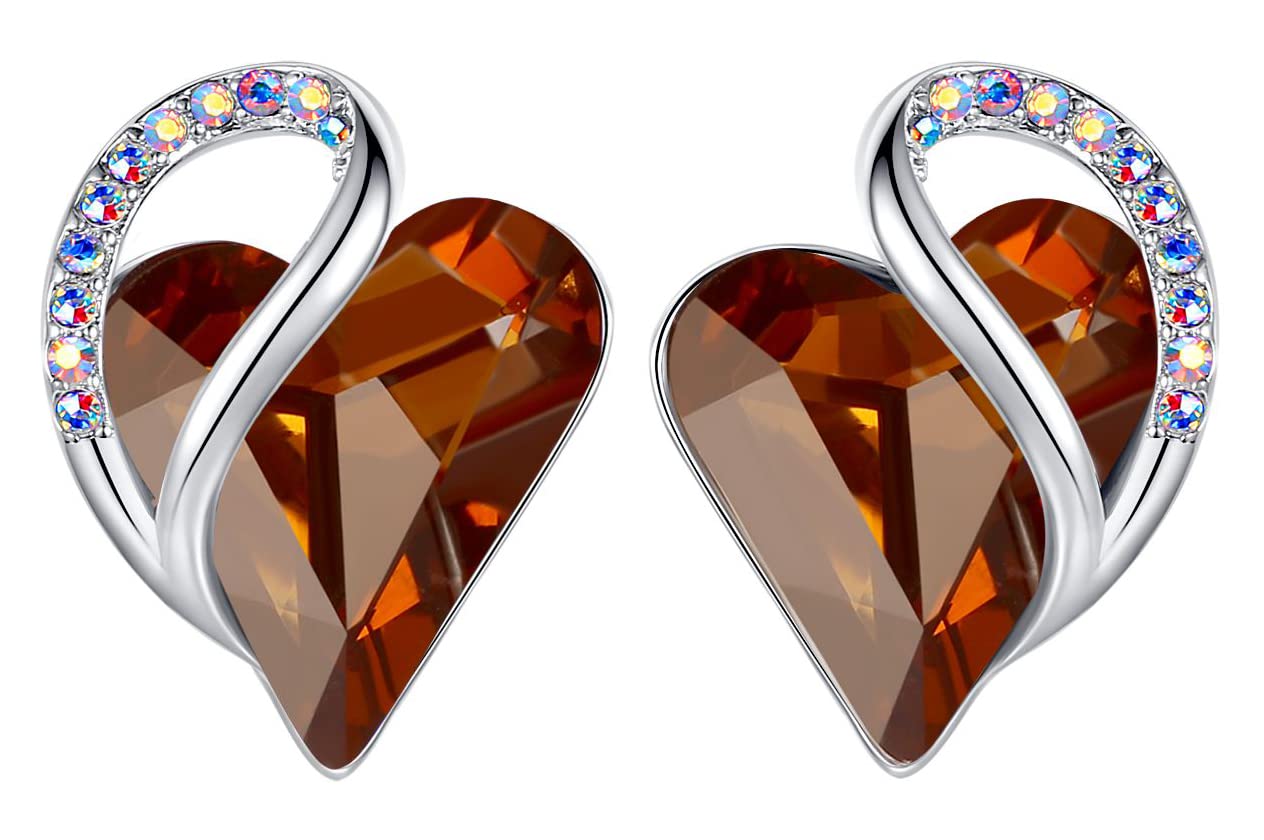Women's Heart-Shaped Infinity Birthstone Stud Earrings-for Mom, Daughter, Girlfriend, Family