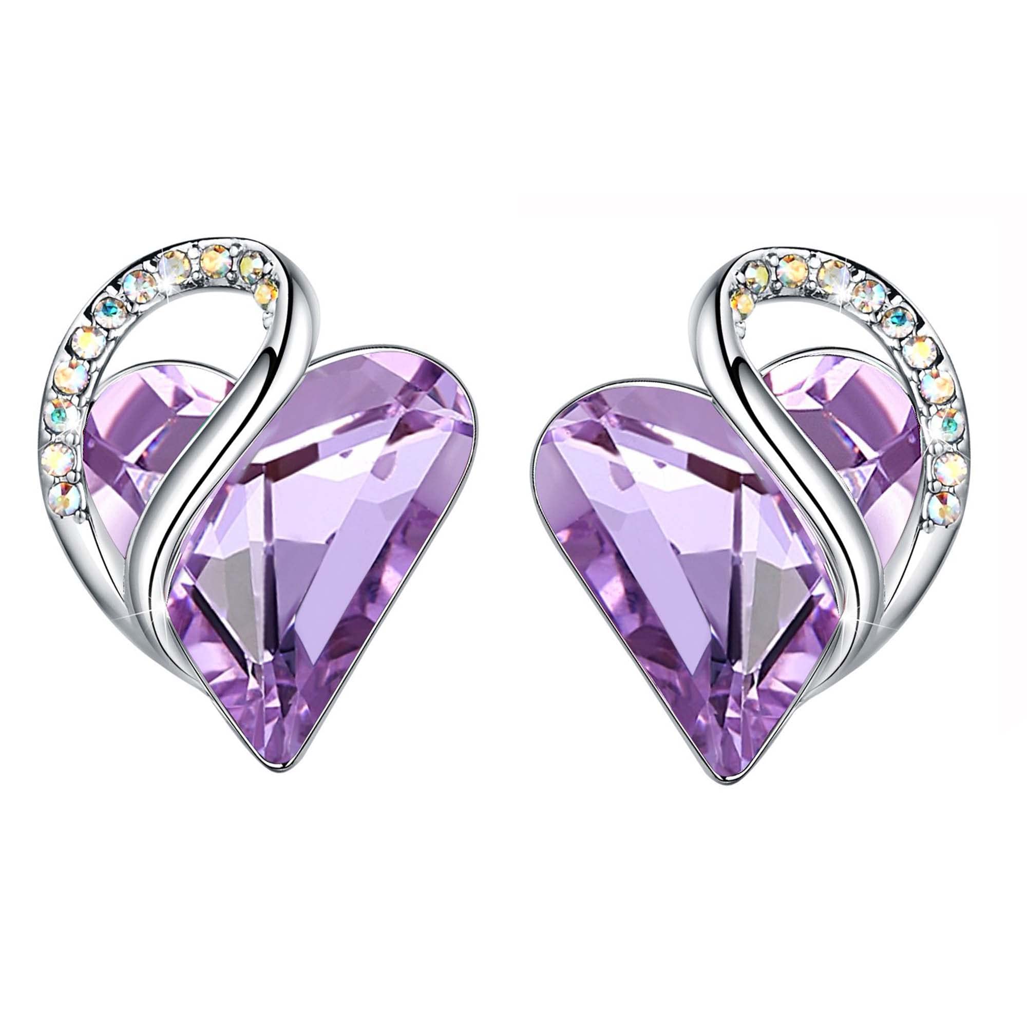 Women's Heart-Shaped Infinity Birthstone Stud Earrings-for Mom, Daughter, Girlfriend, Family