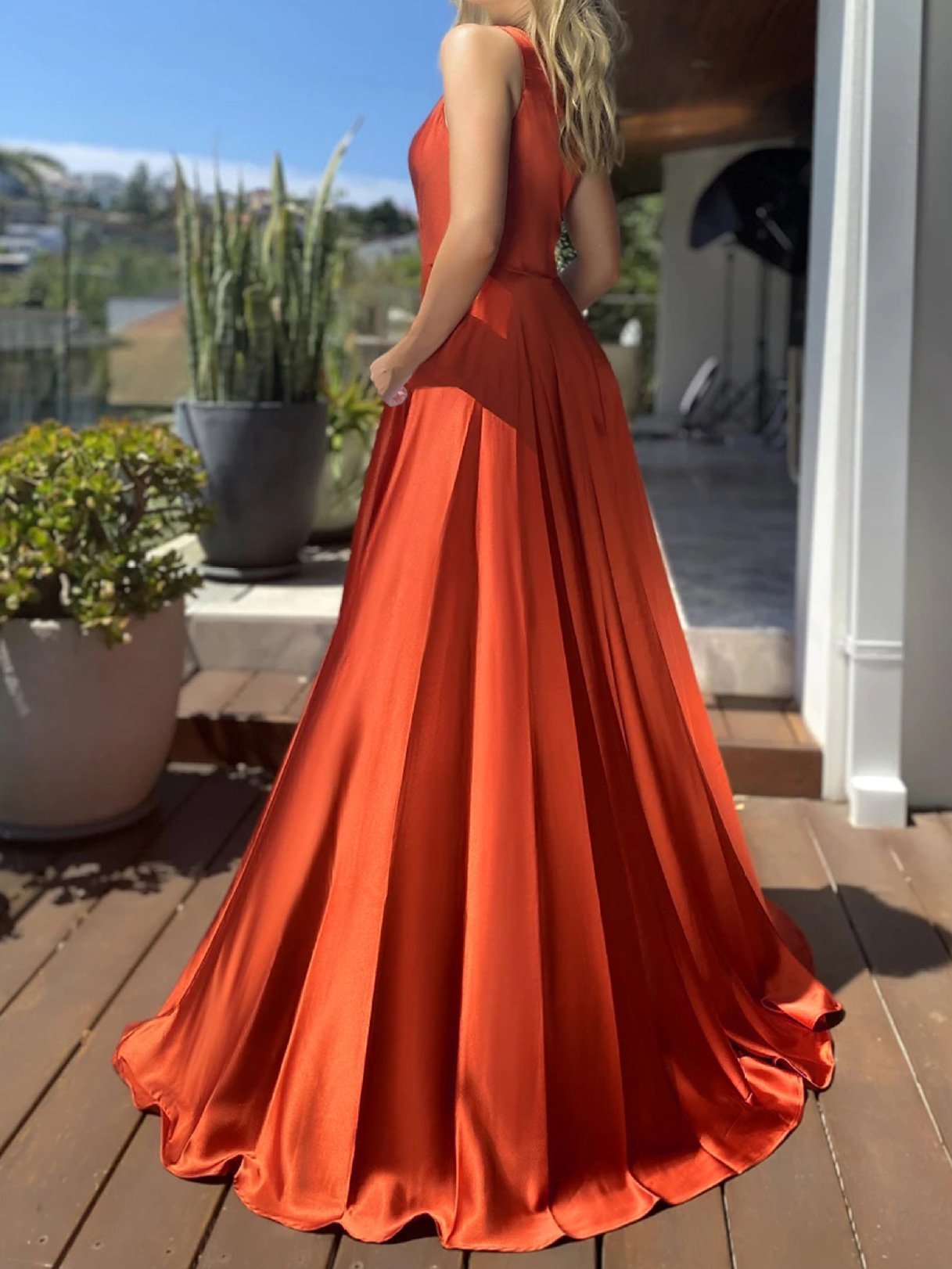 Women's Dresses Slanted Shoulder Slim Fit Split Maxi Dress