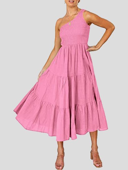 Women's Dresses Solid One Shoulder Sleeveless Dress