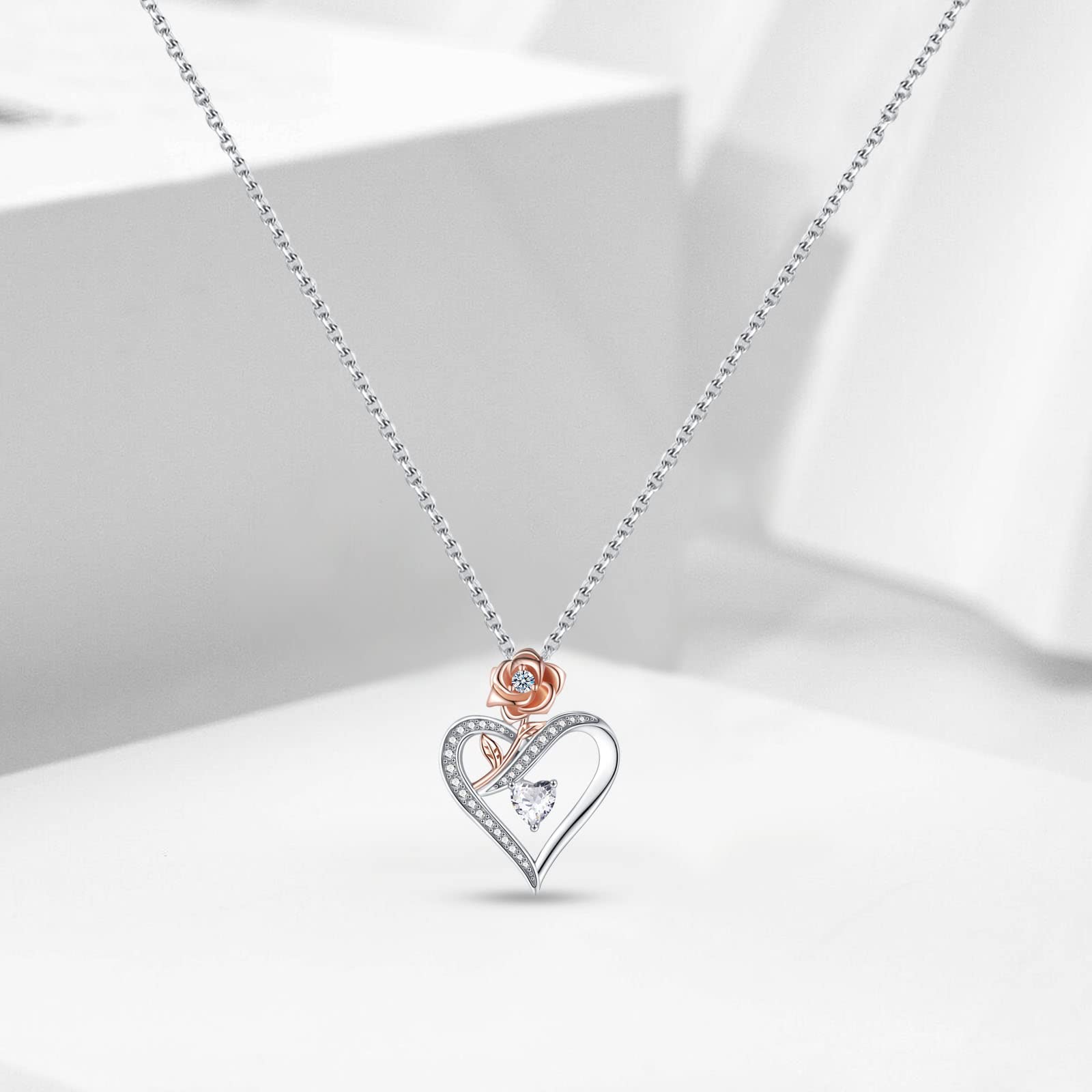 Women silver plated Heart Necklace Anniversary Birthday Gifts For Mom Wife Daughter Grandmother