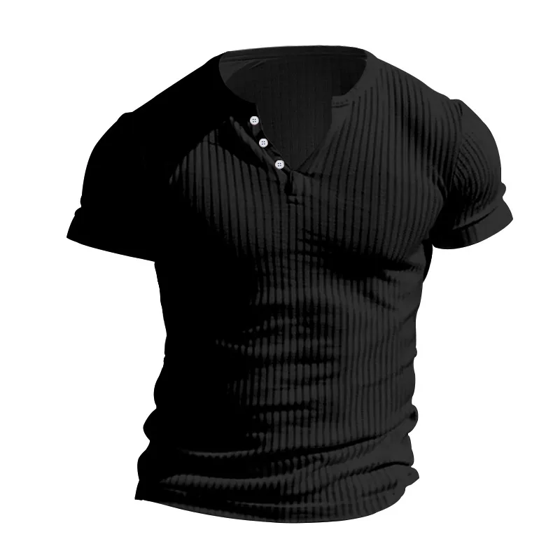Men's Solid Color Simple Style Round Neck Collarless Short Sleeve Slim Men's T-shirt