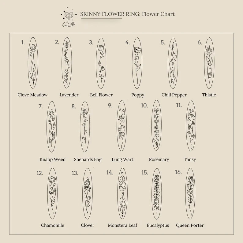 Thin Custom Ring with Engraved Flowers