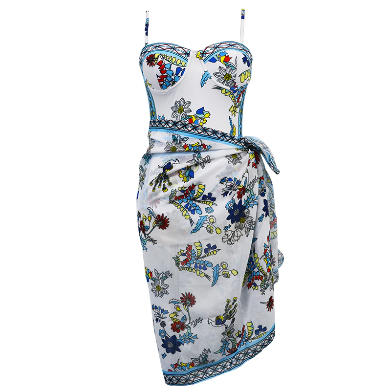 2Pack Floral Sexy One Piece Swimsuit and Cover Up