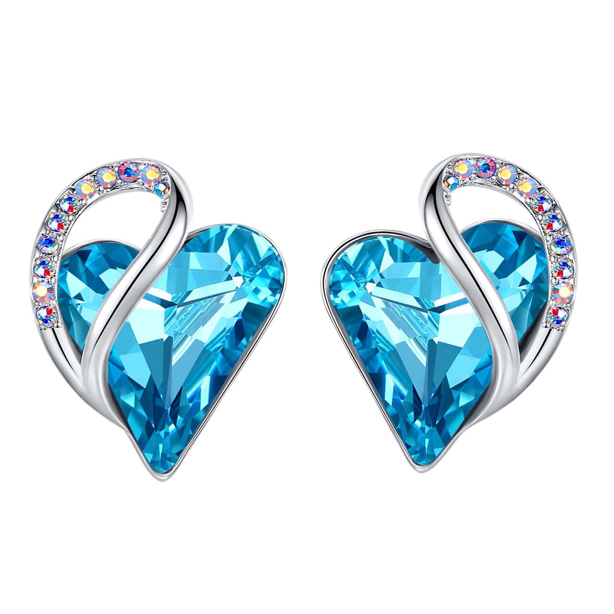 Women's Heart-Shaped Infinity Birthstone Stud Earrings-for Mom, Daughter, Girlfriend, Family