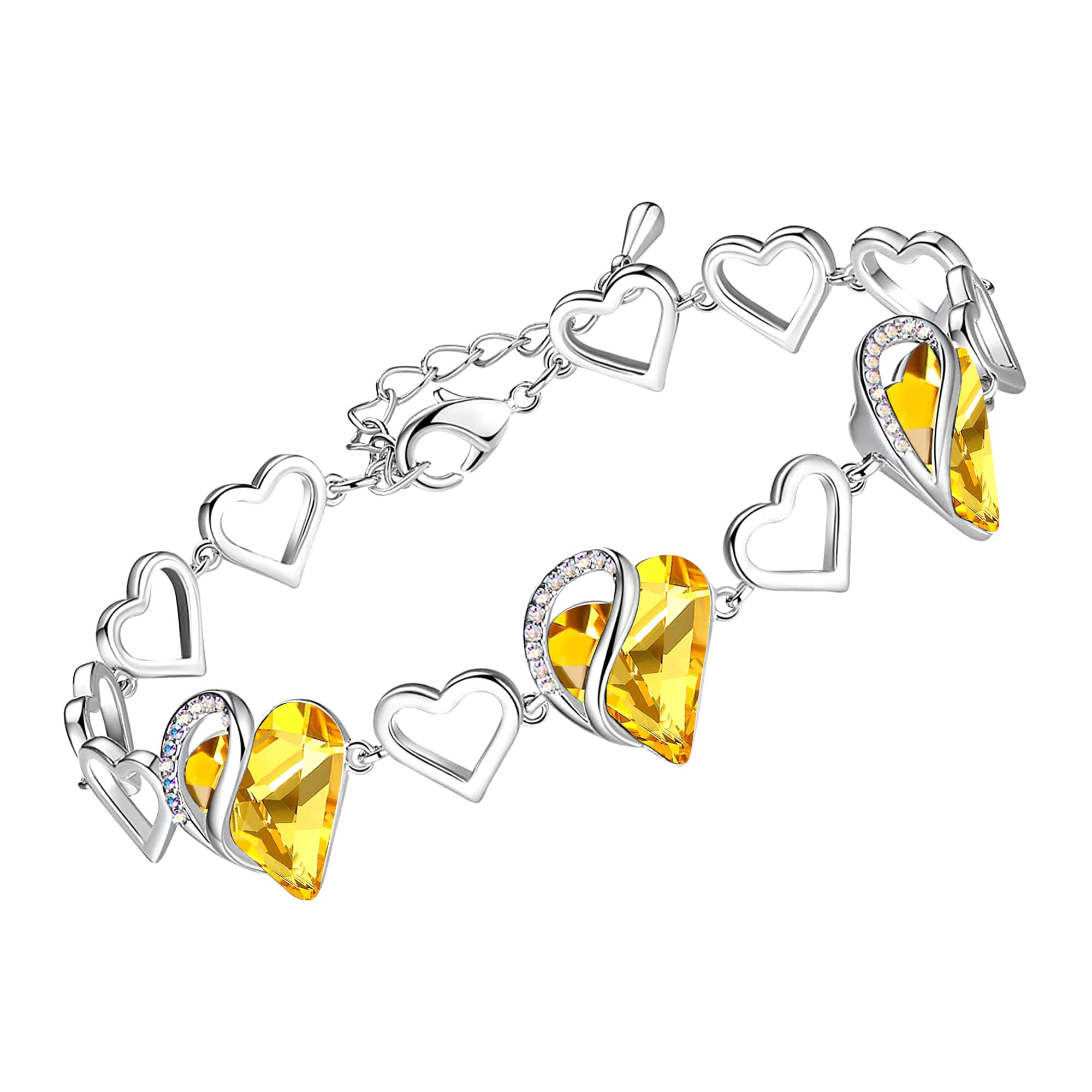 Women's Heart Birthstone Bracelet Ideal Gift for the Special Woman in Your Life