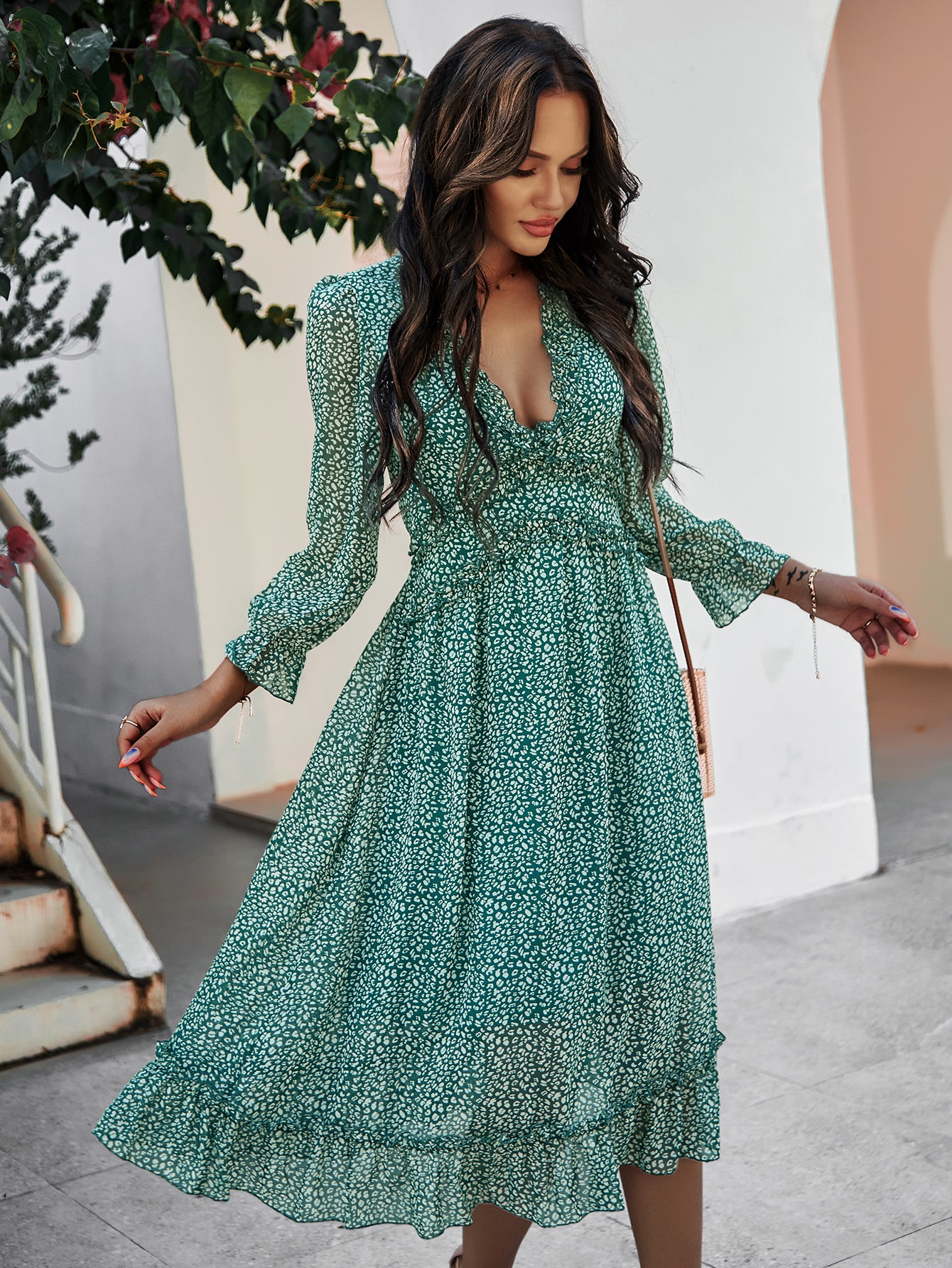 ZARNISH MIDI DRESS - BASIL