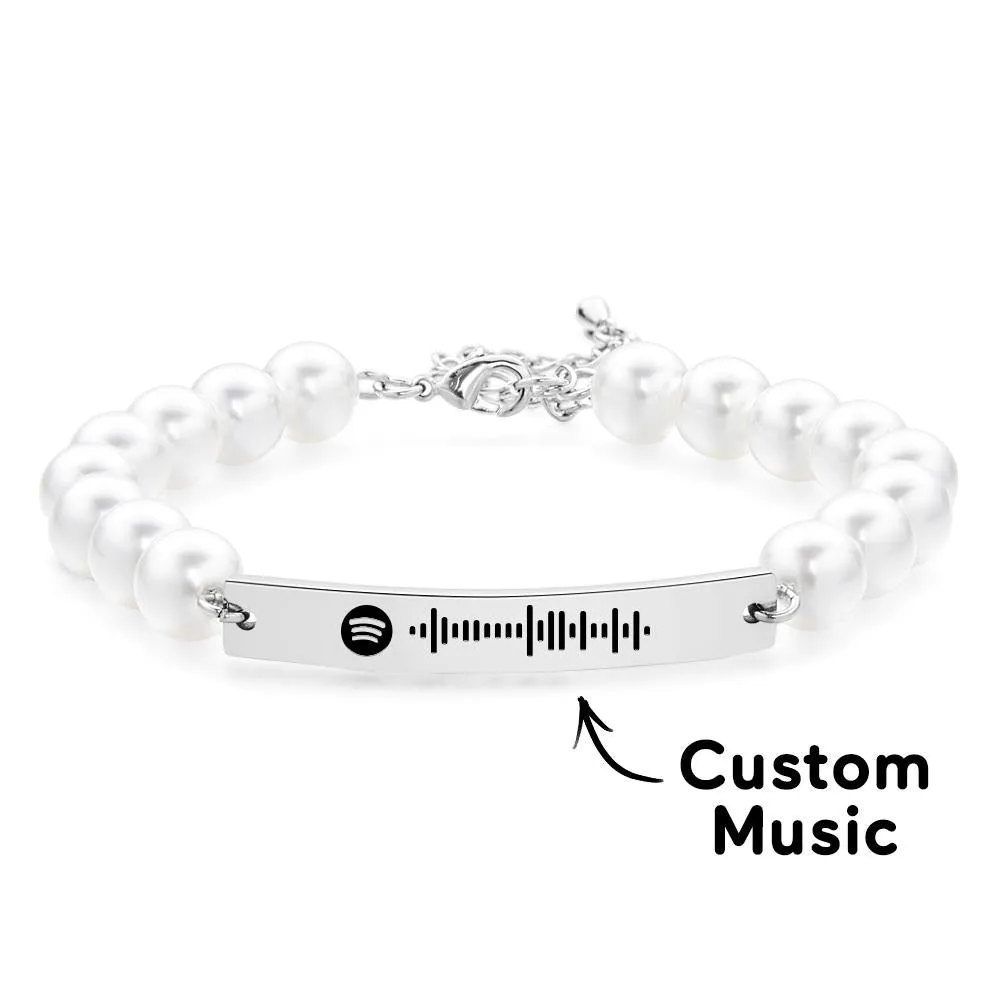 Custom Spotify Code Bracelet with Pearl – Personalized Love Gift