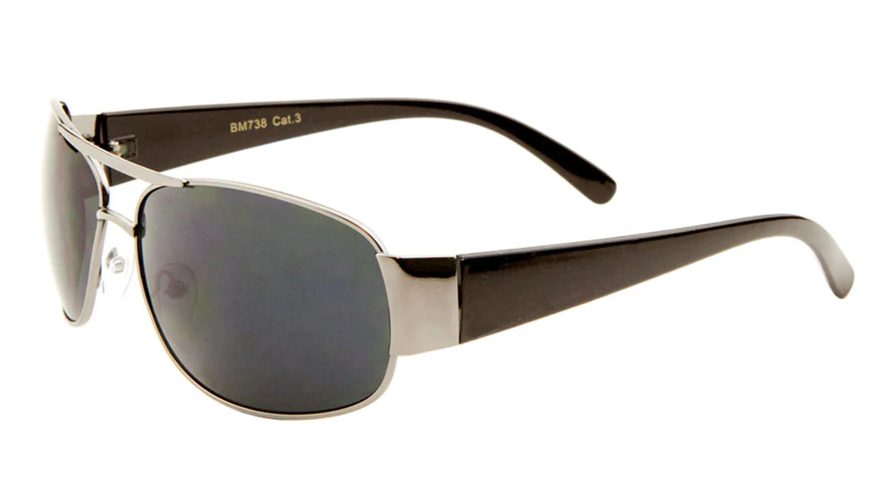 Sleek Thin Metal Sunglasses with Plastic Temples – Modern Wraparound Style