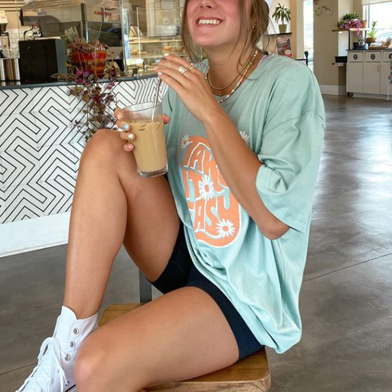 TAKE IT EASY Daisy Printing Casual T-shirt