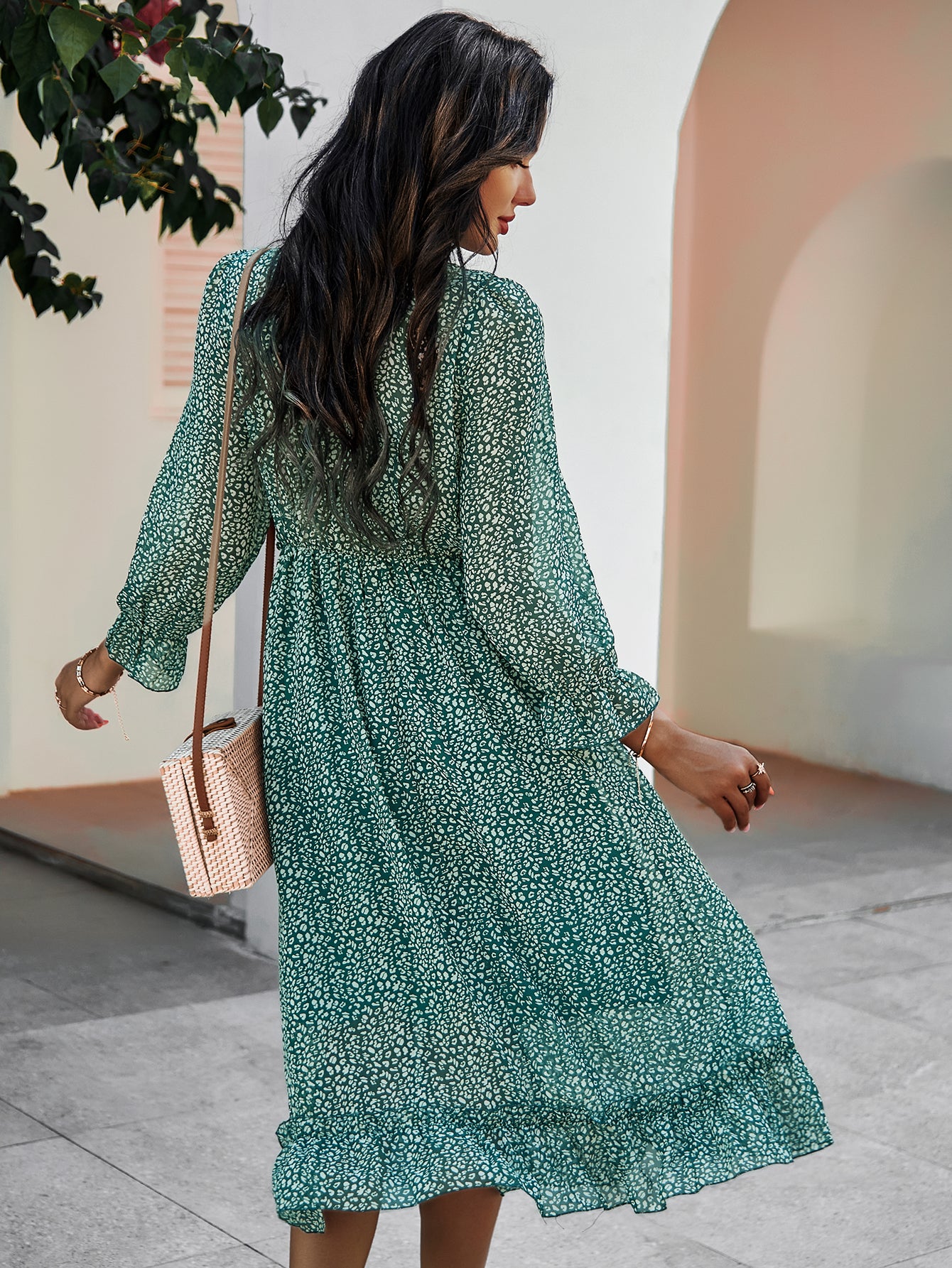 ZARNISH MIDI DRESS - BASIL