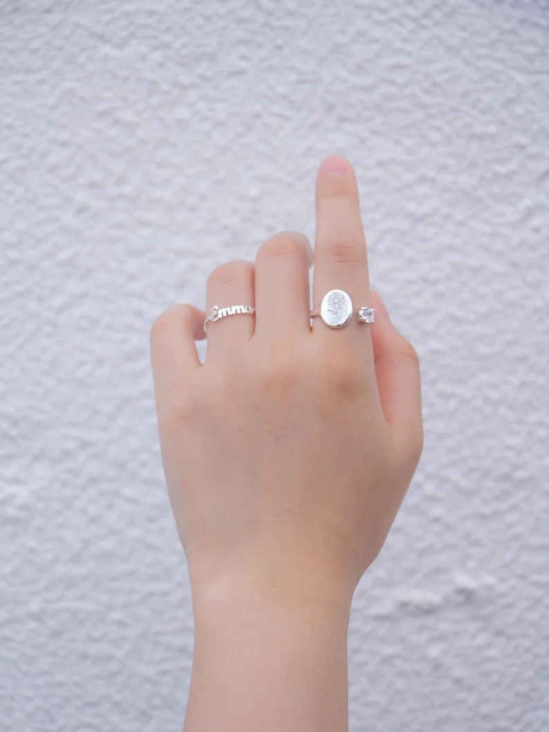 Birth Stone Birth flower Rings