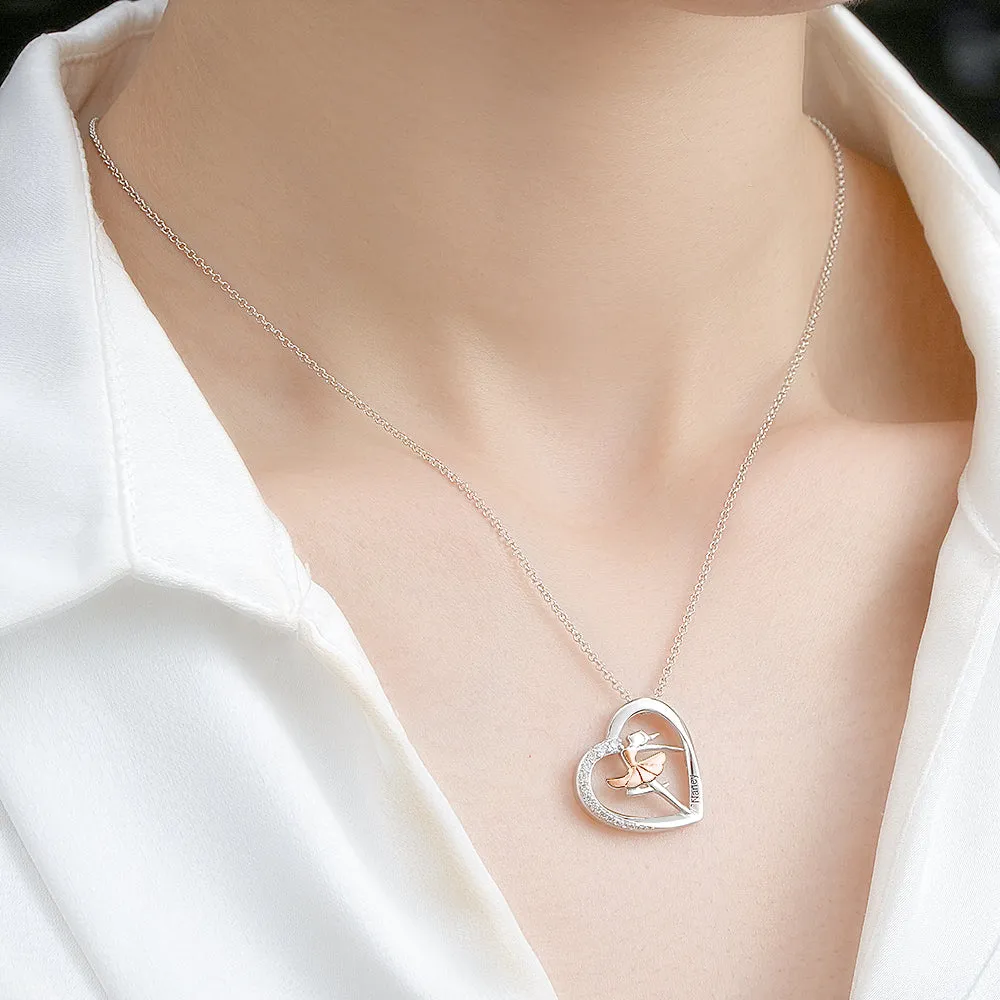 Personalized Ballet Dancing Girl Necklace with Name – Elegant Jewelry Gift for Ballerina Lovers