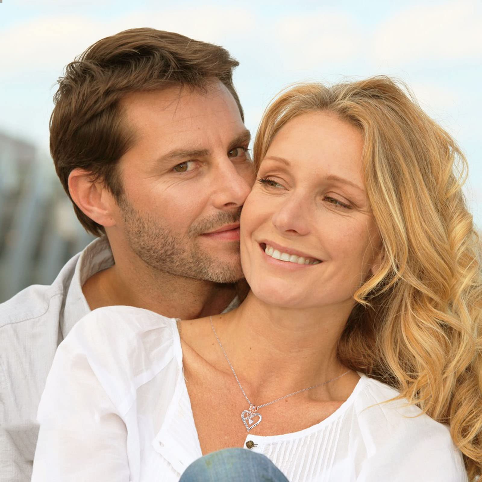 Women silver plated Heart Necklace Anniversary Birthday Gifts For Mom Wife Daughter Grandmother