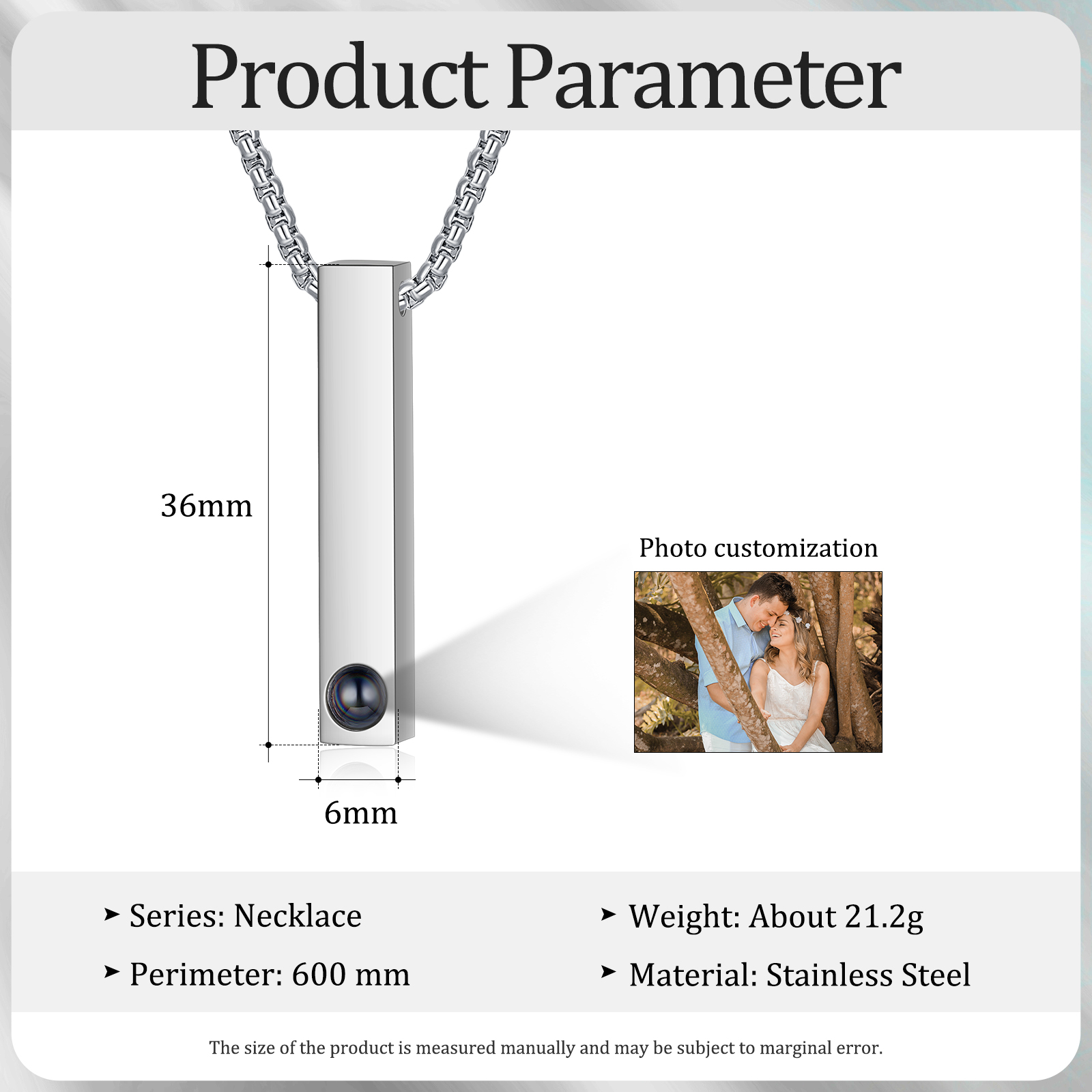 Projection Necklace 3D Bar Necklace