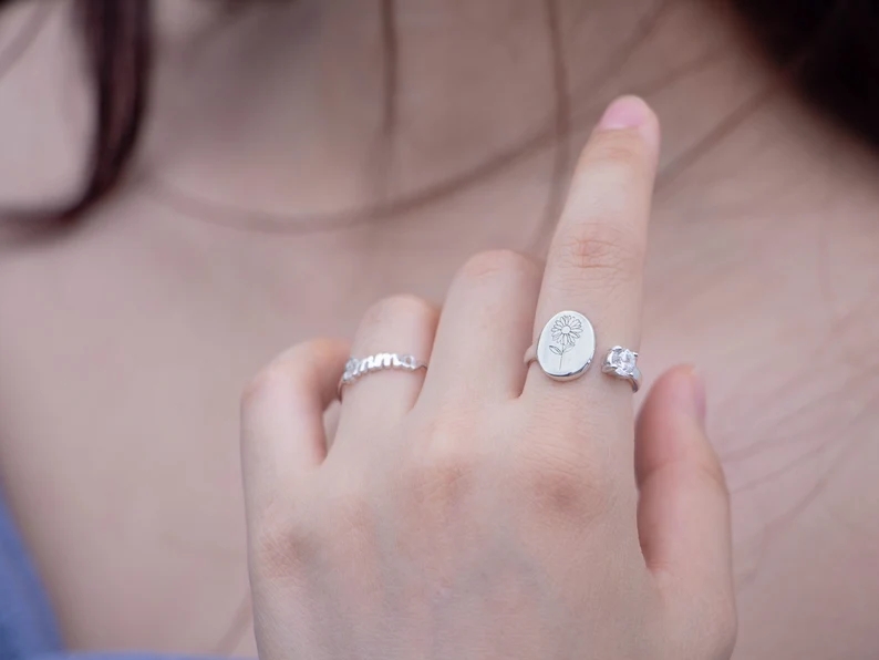 Birth Stone Birth flower Rings