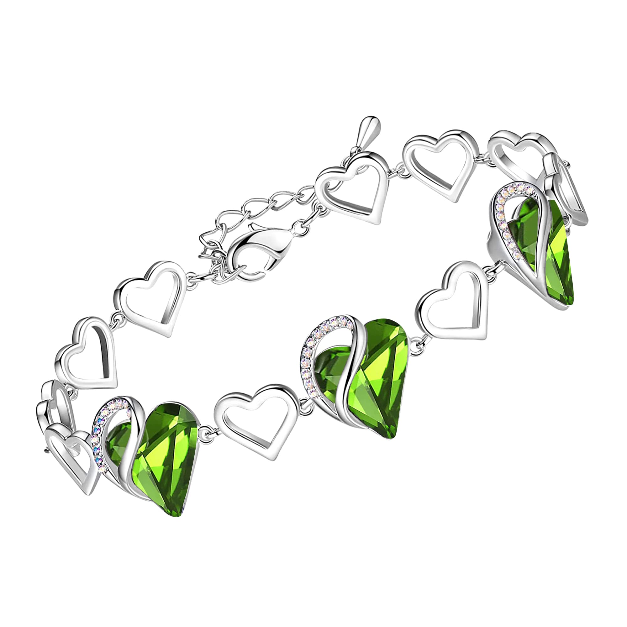 Women's Heart Birthstone Bracelet Ideal Gift for the Special Woman in Your Life