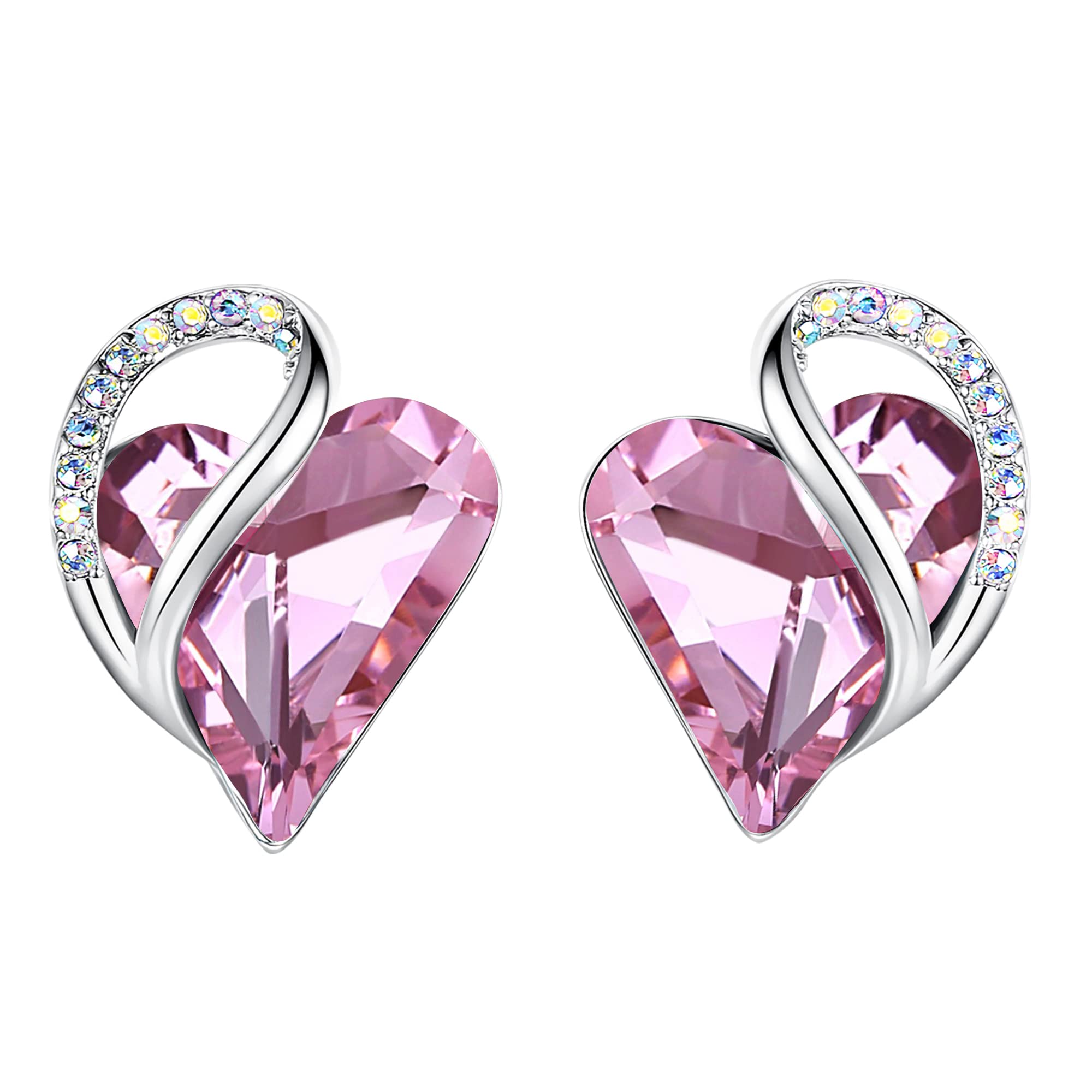 Women's Heart-Shaped Infinity Birthstone Stud Earrings-for Mom, Daughter, Girlfriend, Family