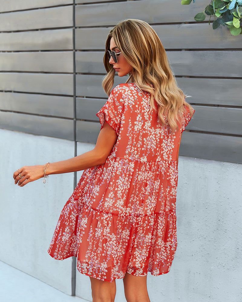 JASMYN DRESS - CORAL RED