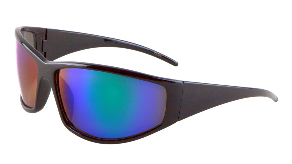 Trendy Sport Sunglasses with Colorful Mirror Lenses and Tapered Temples – Stylish and Functional Design