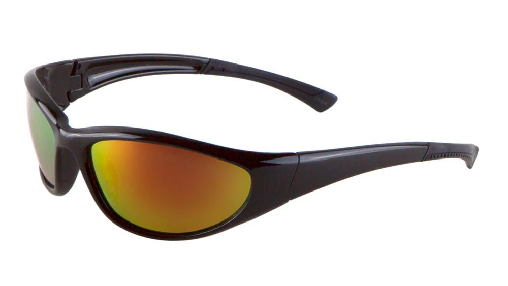 Compact Sporty Sunglasses with Colorful Mirror Lenses – Sleek Plastic Design for Active Style