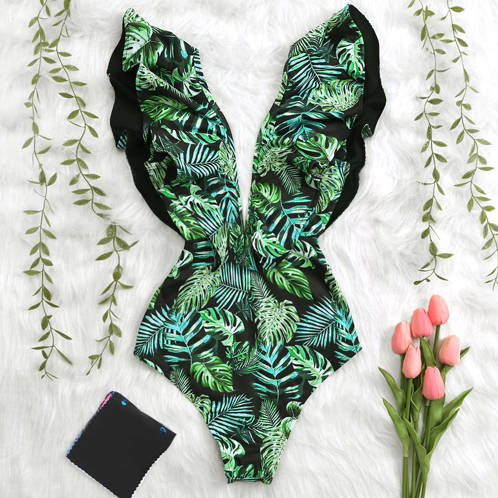 Ruffle Jungle Sexy One Piece Swimsuit