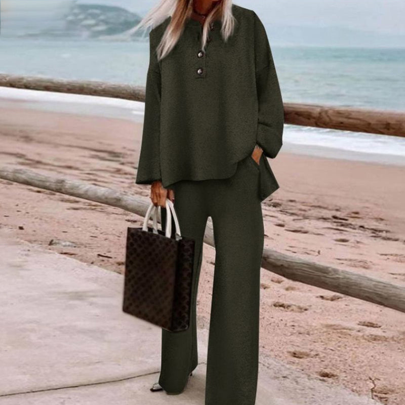 Casual Loose T-shirt Wide Leg Pants Two-piece Set