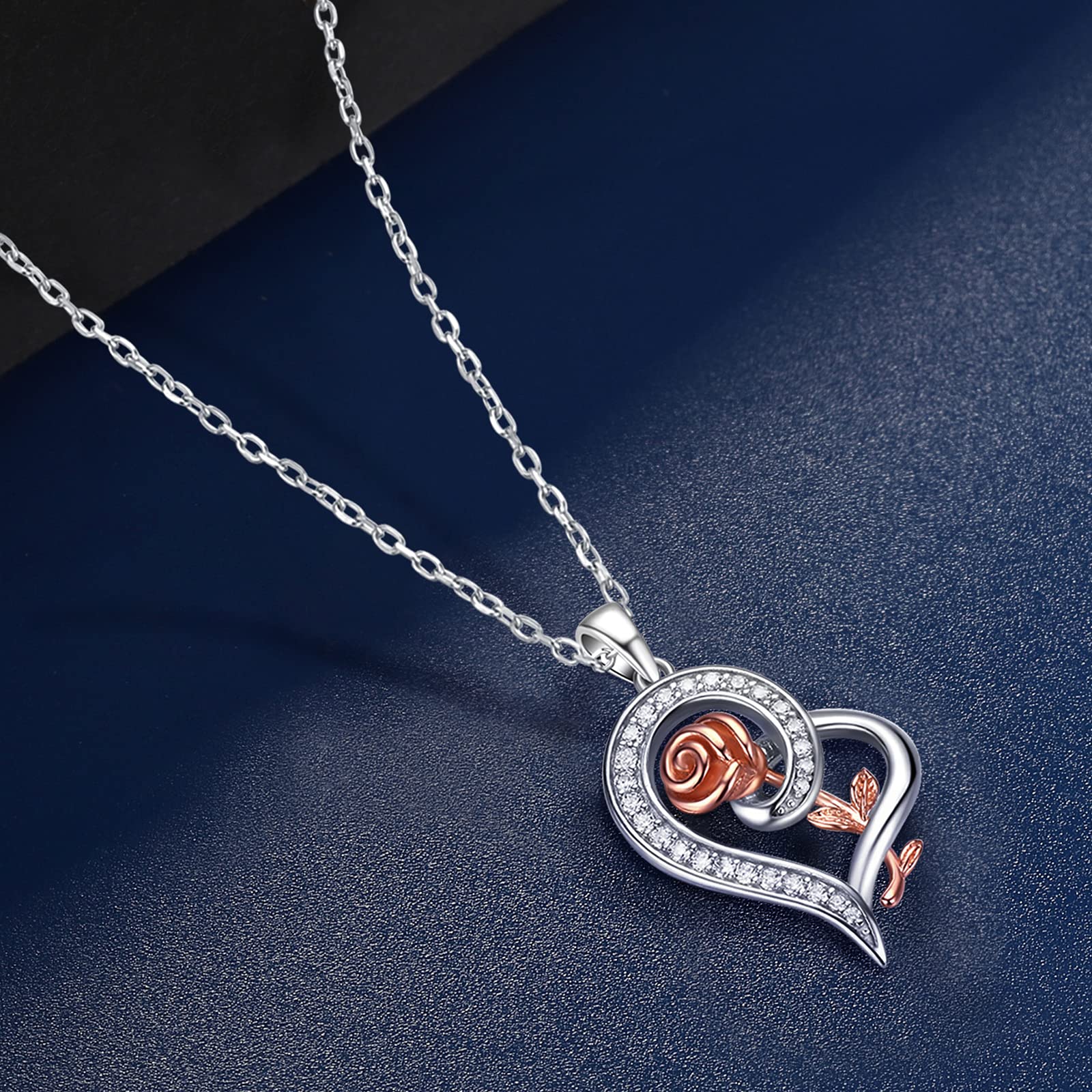 Women silver plated Heart Necklace Anniversary Birthday Gifts For Mom Wife Daughter Grandmother