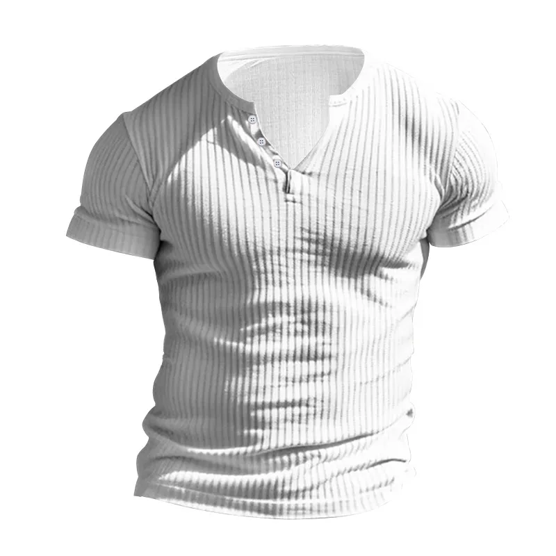 Men's Solid Color Simple Style Round Neck Collarless Short Sleeve Slim Men's T-shirt