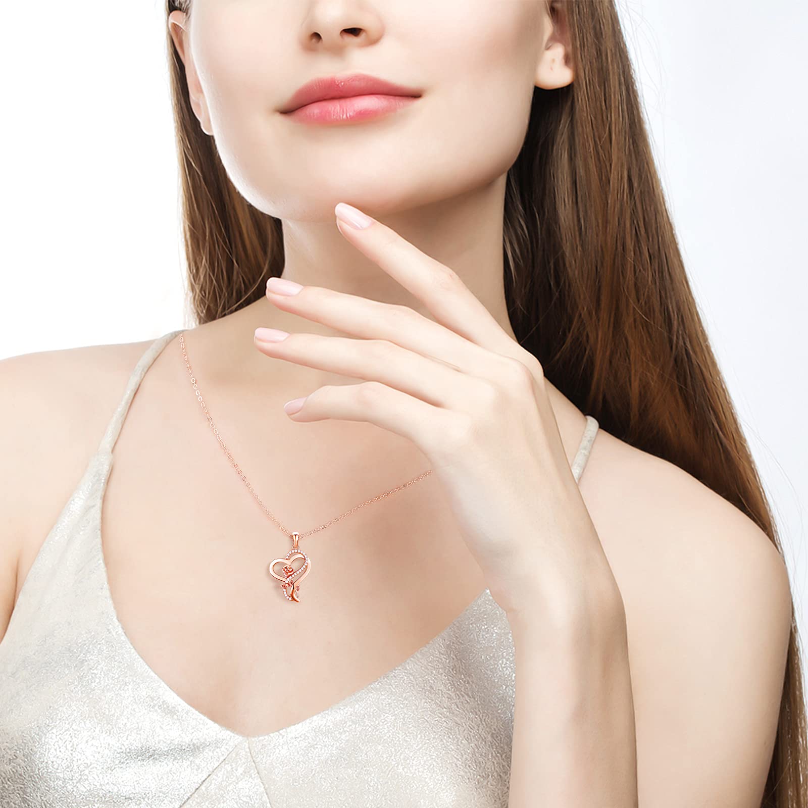 Women silver plated Heart Necklace Anniversary Birthday Gifts For Mom Wife Daughter Grandmother