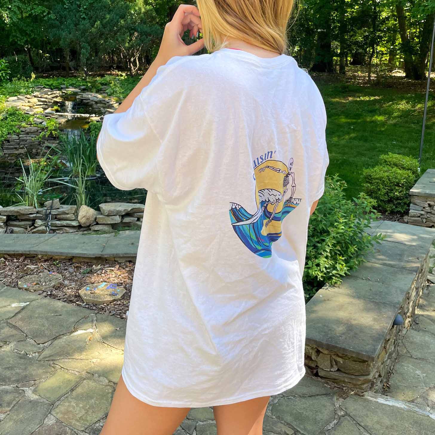 Women's Cruisin' Skeleton Oversized Cotton T-Shirt