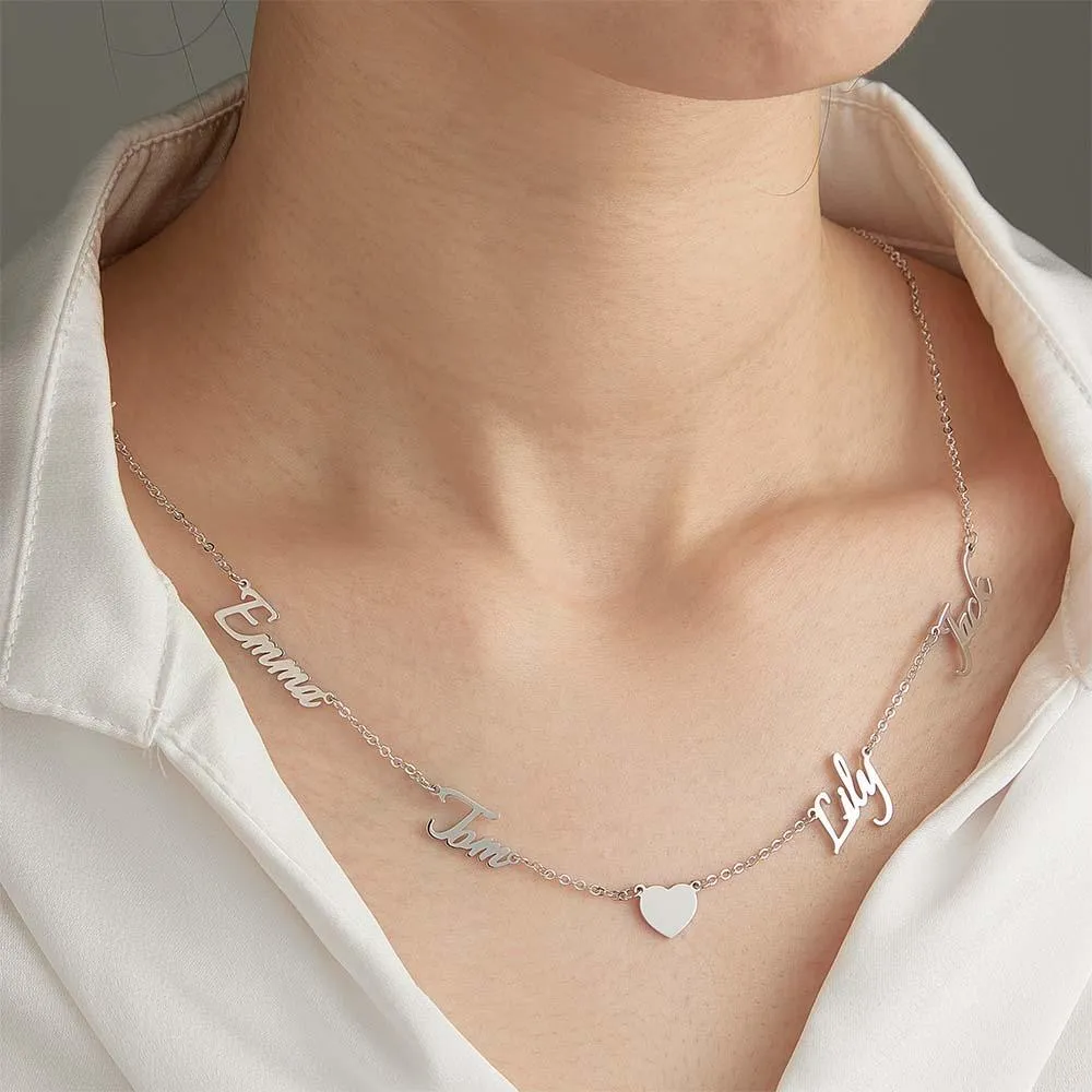 Custom Name and Pave Heart Charm Necklace – Stylish Jewelry Gift for Women