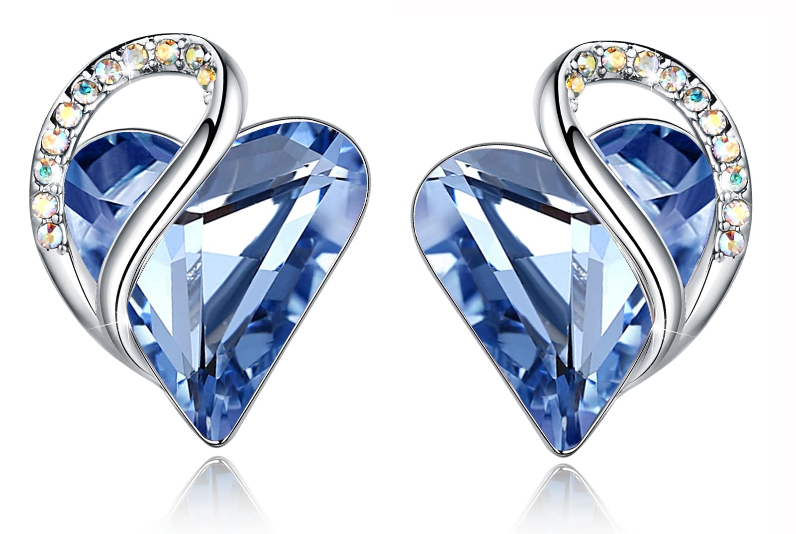 Women's Heart-Shaped Infinity Birthstone Stud Earrings-for Mom, Daughter, Girlfriend, Family